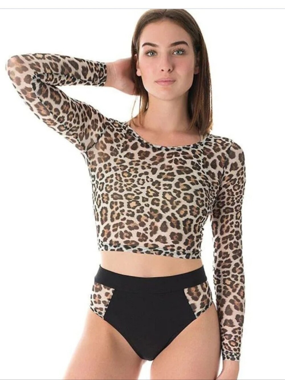 Dragonfly Pavi Crop Top - Leopard Mesh - Size XS/S